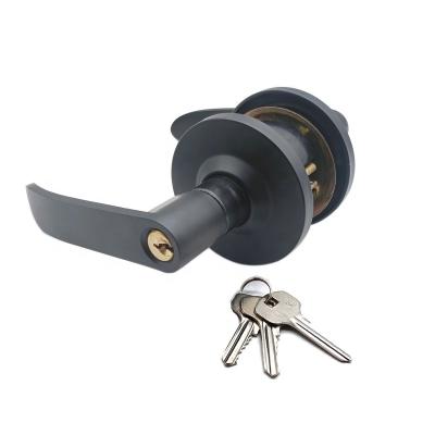 China Interior Door Key Lock Wood Cylinder Brass Handle Lock Interior Key Lock Matte Black Brushed Color for sale