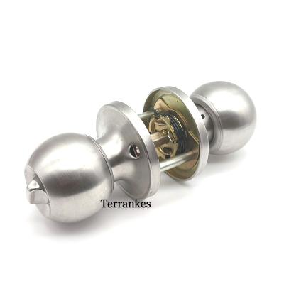 China TERRANKES North America Hot Sales Entry Stainless Steel Lever Lock Brass Core Locked With Round Main Entry Door Privacy Bathroom Feature Lock for sale