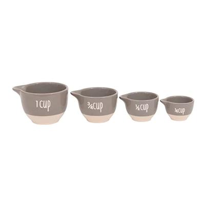 China Classic Gray Stoneware Measuring Cups handmade in bulk for sale