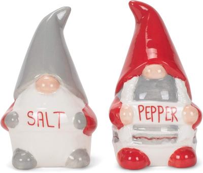 China Ceramic Gnomes Christmas Spice Jar Christmas Salt and Pepper Shaker Jar Container Set Red Porcelain Spice for sale