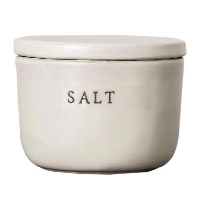 China Bulk Stoneware Cream Stoneware Salt Cellar Cream Jar for sale