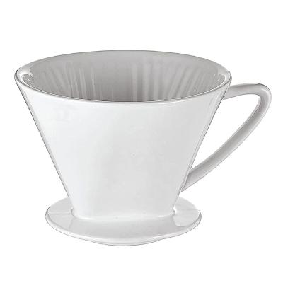 China CLASSIC White Ceramic Porcelain Coffee Filter Coffee Holder Pour Over Mug for sale