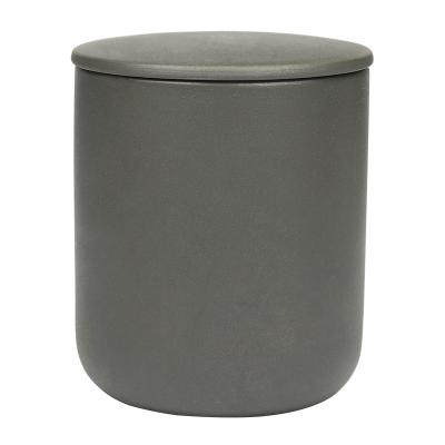 China Ceramic Candle Jar Matte Gray Ceramic Candle Jar For Home Decor Vintage Porcelain Candle Container Bulk for sale