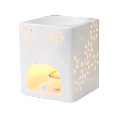 China Ceramic White Ceramic Meditation Tealight Candle Holder Porcelain Essential Oil Burner Fragrance Living Room Home Decor for sale