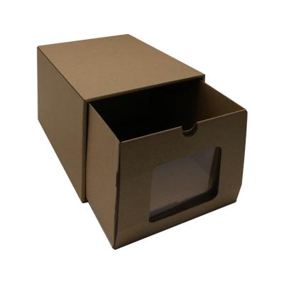 China Recyclable Custom Foldable Drawer Paper Box Packaging Boxes Custom Shoe Storage Cardboard Box With Window for sale