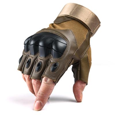 China Facotry Breathable Wholesale Military Rubber Hard Knuckle Cycliing Gloves Army Combat Increasing Half Finger Leather Tactical Gloves for sale