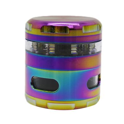 China Wholesale 63MM Grinding Tobacco Tobacco Zinc Alloy Herb Weed Grinder 4 Layer Colorful Window for sale