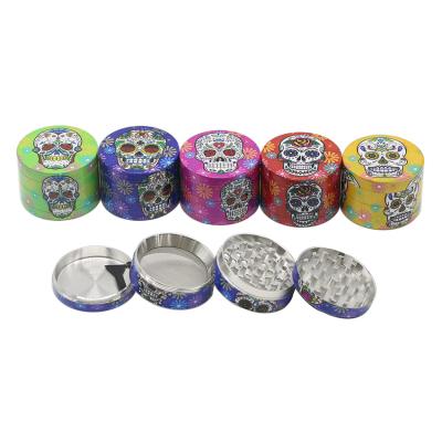 China Custom 50MM Grinding Tobacco Zinc Alloy Tobacco Herb Weed Grinder 4 Layers Ghost Gead Printing for sale