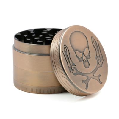 China Custom 52MM Grinding Tobacco Zinc Alloy Bronze Tobacco Herb Weed Grinder 4 Layer Bump Model for sale