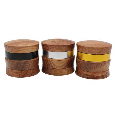 China Wholesale ZJ Grinding Tobacco 67MM 4 Layers Thin Size Aluminum Alloy Splicing Tobacco Herb Weed Wooden Grinder for sale