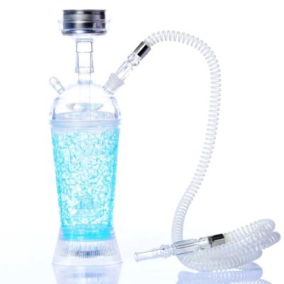 China ZJ Hookah Shisha Smoking Stain Goods Wholesale Transparent Acrylic Arabic LED Hookah Set for sale