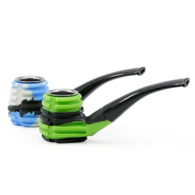 China Wholesale Silicone Pipe Tobacoo Color Handle Metal Smoke Pot Acrylic Smoking Pipes for sale