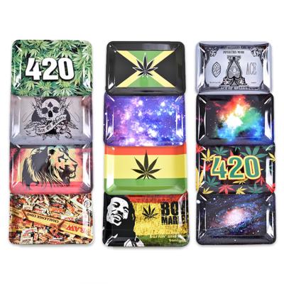 China Cigarette Rolling ZJ Wholesale 18*12.5CM Cartoon Tinplate Weed Rolling Tray for sale