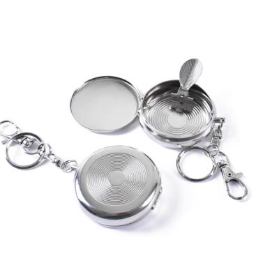 China Wholesale Stainless Steel Round Mini Portable Metal Stainless Steel Small Ashtray With Key Chain for sale