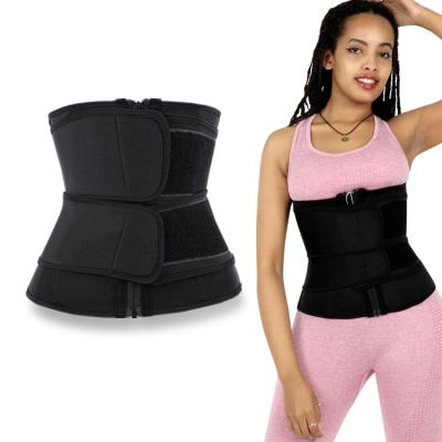 China Antibacterial Double Belt Black Neoprene Seamless Weight Loss Fitness E-commerce Drop Shipping Waist Trainer for sale