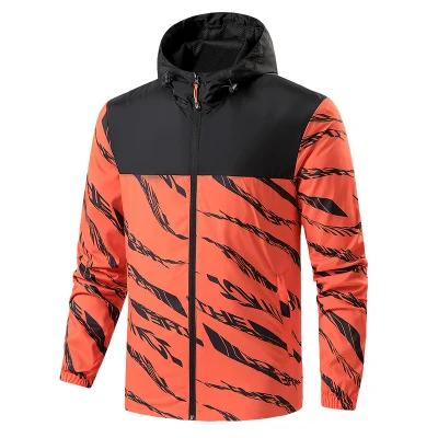 China Fashion QUICK DRY New Men's Jacket Hoodie Zebra Pattern Anorak Zipper Loosen Men's Clothing Simple Soft High Quality Wholesale for sale