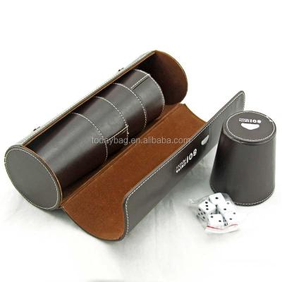 China Beer Promotion Customized 5pcs Leather Dice Cup Dice Game Box Set for sale