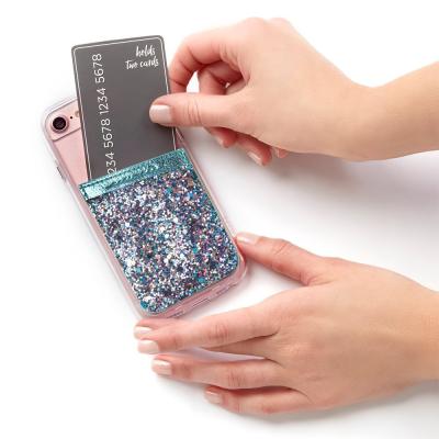 China 3M Adhesive PU Leather Mobile Phone Card Holder 3M Adhesive Phone Pouch for sale