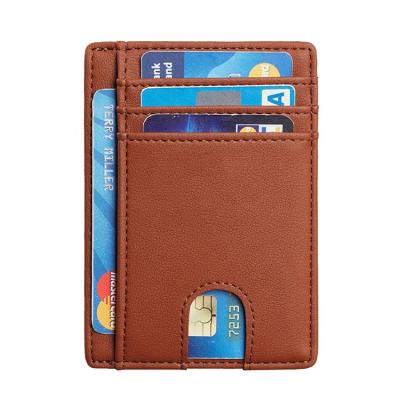 China Hot Minimalist Fashion Leather Credit Card Holder Custom Leather Men's Slim Credit Card Holder Case for sale