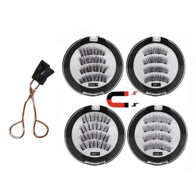 China Magnetic 3D Mink Eyelashes Natural Artificial False Eyelashes Set of 3 Eyeliner Tweezers Lashes for False Eyelashes magnetic for sale