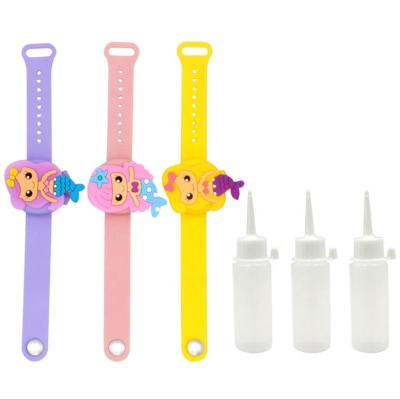 China Cartoon Style Amazon Hand Sanitizer Wrist Slap Band Dispenser Sterilization Wristband 2021 Hot Selling for sale