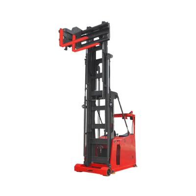 China Hotels 1500kg, Height 10m Electric Power 3 Way Aisle Forklift Reach Pallet Even Lifting Narrow Stacker for sale