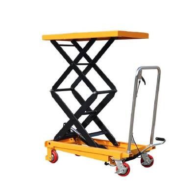 China 700kg Lifting Equipment Machine Hydraulic Lift Table Trolley Machine Manual Lift Top Table for sale