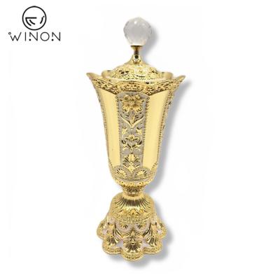 China Modern Indian Incense Gold Plated with Cream Around Forts Serve Home Wedding Party Censer Incense Holder MABKHARA EDTION Decoration for sale