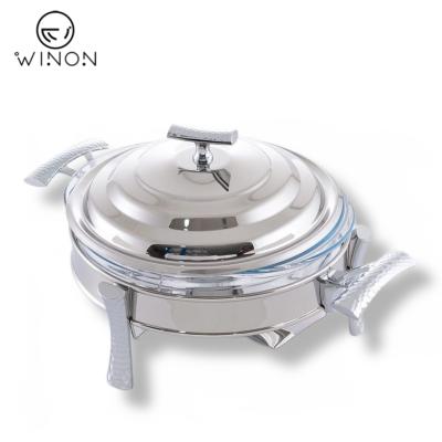 China Eco-friendly Restaurant Hotel Fancy Luxury Equipment Round Food Warmer Stainless Steel Sharp Shiny Polished Chafing Dishes For Catering Party for sale