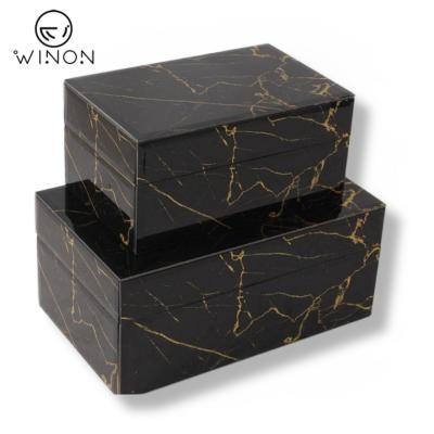 China Middle East Factory Price Wholesale MDF Rectangle Sharp Glass Gift Box Set Storage For Jewelry for sale