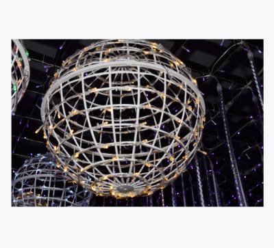 China Commercial Use Large Rattan Ball LED Lights Indoor Outdoor For Mall Tree Hanging for sale