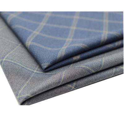 China Stretch Yarn Dyed Check Fabric Tencel Polyester Spandex Plain Dyed Plaid Textile for sale