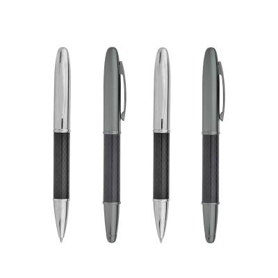 China office & School Pen Nordic Stainless Steel Carbon Fiber Stripe Metal Roller Ballpoint Pen With Custom LOGO For Company Supplies for sale