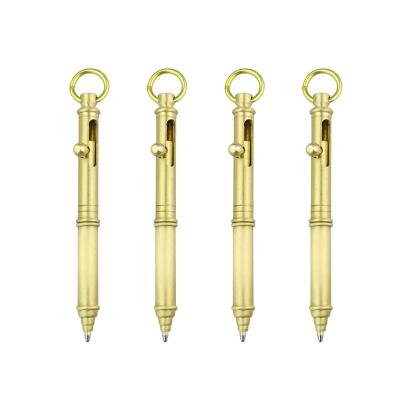 China office & School Pen Promotional Brass Tactical Pen with Bolt Action Torsion Chain Head Short Heavy Deluxe Pen for sale