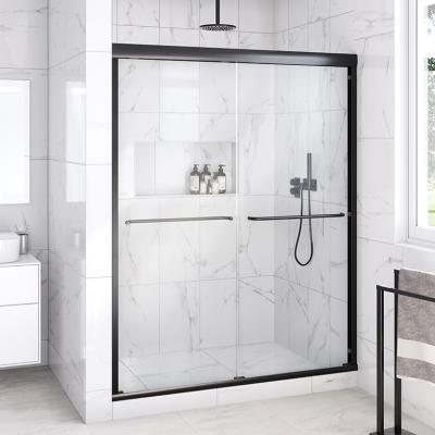 China Quiet Operation OEM ODM New Design 6/8/10/12mm Tempered Glass Bi Fold Bath Black Bypass Sliding Shower Door for sale