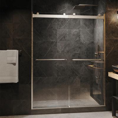 China Free Operation OEM ODM Bath Quiet Tempered Glass Quadrant Sliding Bypass Frame Designs Sliding Shower Door for sale