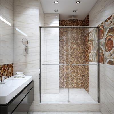 China Easy Operation Quiet OEM ODM Install Brass Shower Bifold Glass Door Aqua Glass Bypass Sliding Shower Doors for sale