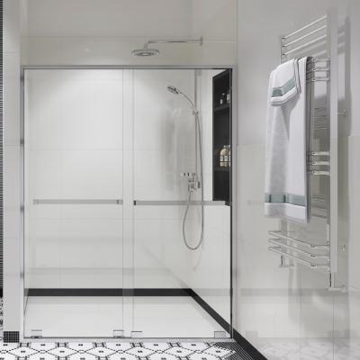 China OEM ODM Quiet Tempered Glass Big Operation Brass Sliding Glass Shower Door Hotel Large Sliding Shower Enclosure Door for sale