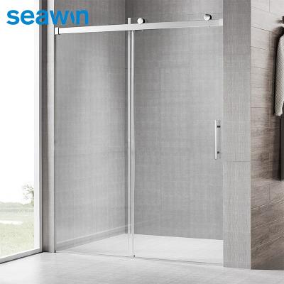 China Modern SeaWin 8/10mm Glass Tempered Corner Shower Frameless Single Sliding Glass Doors for sale