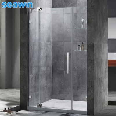 China SeaWin Modern Clean Frameless Tempered Glass Shower Enclosure Bathroom Pivot Shower Door for sale