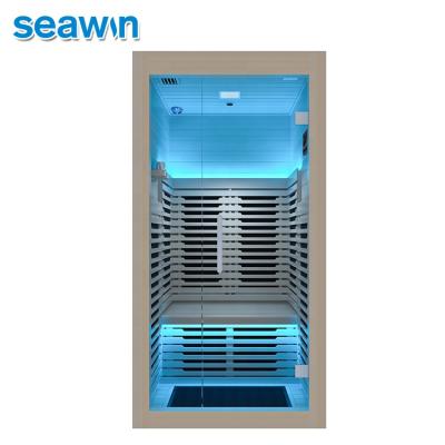 China SeaWin Hemlock Sauna Sauna Luxury Home Solid Dry Steamer Home Infrared Traditional Wooden Bath Steamer Computer Control Panel for sale