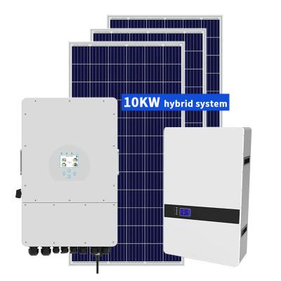 China Home MPPT Solar Power Panels 3 Phase 10kw Hybrid Solar Power System With Lithium Battery for sale