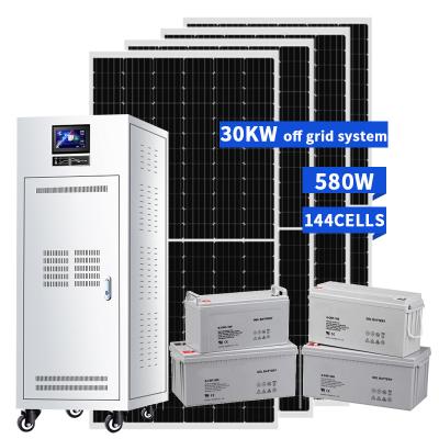 China Industrial Commercial 30KVA PV Solar Power System Off Grid Solar Power System 30 Kw With Battery As Backup for sale