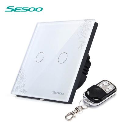 China Crystal Glass Switch SESOO Remote Waterproof Glass Panel Control Touch Electric Smart Light Wireless Switch for sale