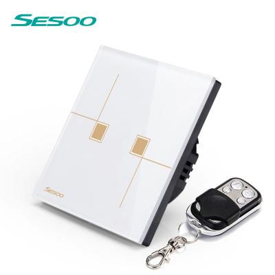 China SESOO Scratch Smart Home Wifi Phone Control RF 433mhz Waterproof Fireproof Luxury Remote Switch 2Gang 1way for sale