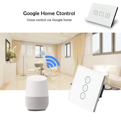 China Tempered Crystal Glass Wifi Curtain Switch Panel Smart Switch Work With Google Home Alexa Wifi Support APP(EU Type) for sale