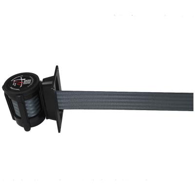 China Centrifugal Braking Cassette Enter Wall Type Retractable Crowd Control Belt Barrier Wall Mounted for sale