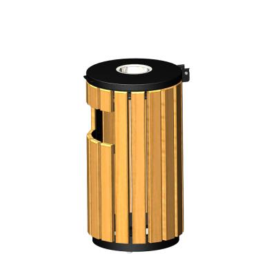 China Viable Hot Sale High Quality Steel and Pine Slat Container Outdoor Wooden Garbage Ash Trash Bin for sale