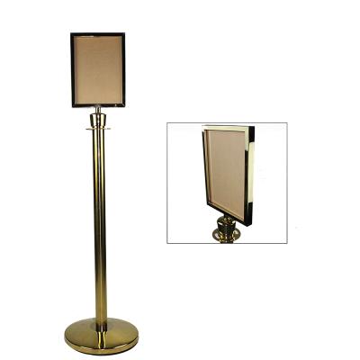 China Stainless Steel Mirror / Gold Material Sign Holder For Rope Post Rope Barriers Use In Hotel Or Other Public Places for sale