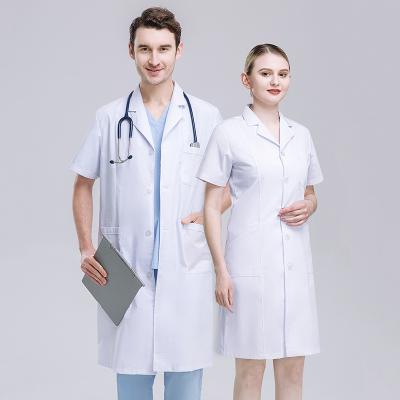 China White Thin Sleeve Long Sleeve Hospital Coat Short Male And Female Doctors And Nurses Size Practice Pharmacy Hospital Thin Sleeve Workwear for sale